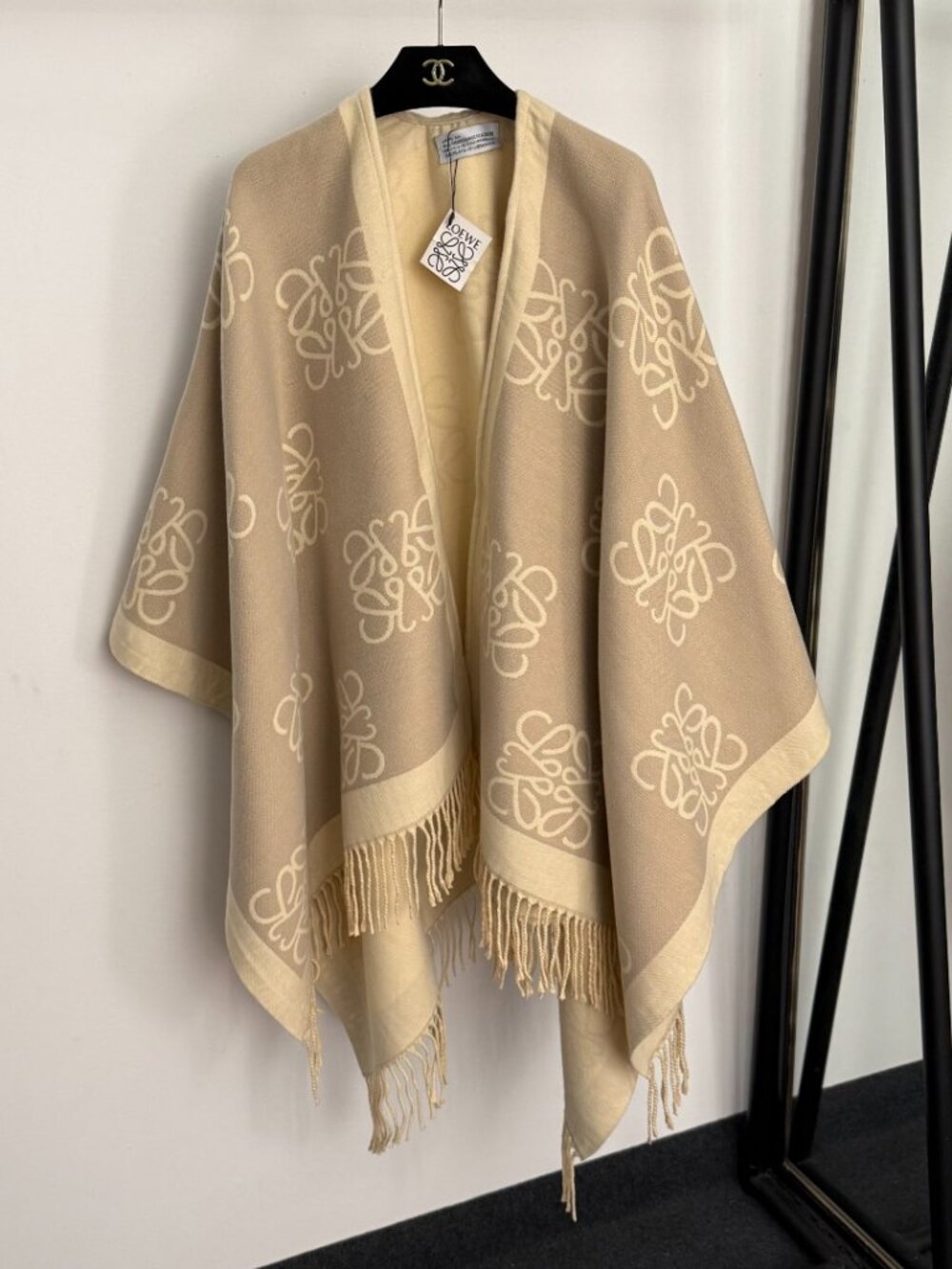 Loewe Fringed Wool-Blend Knit Cardigan and Shawl